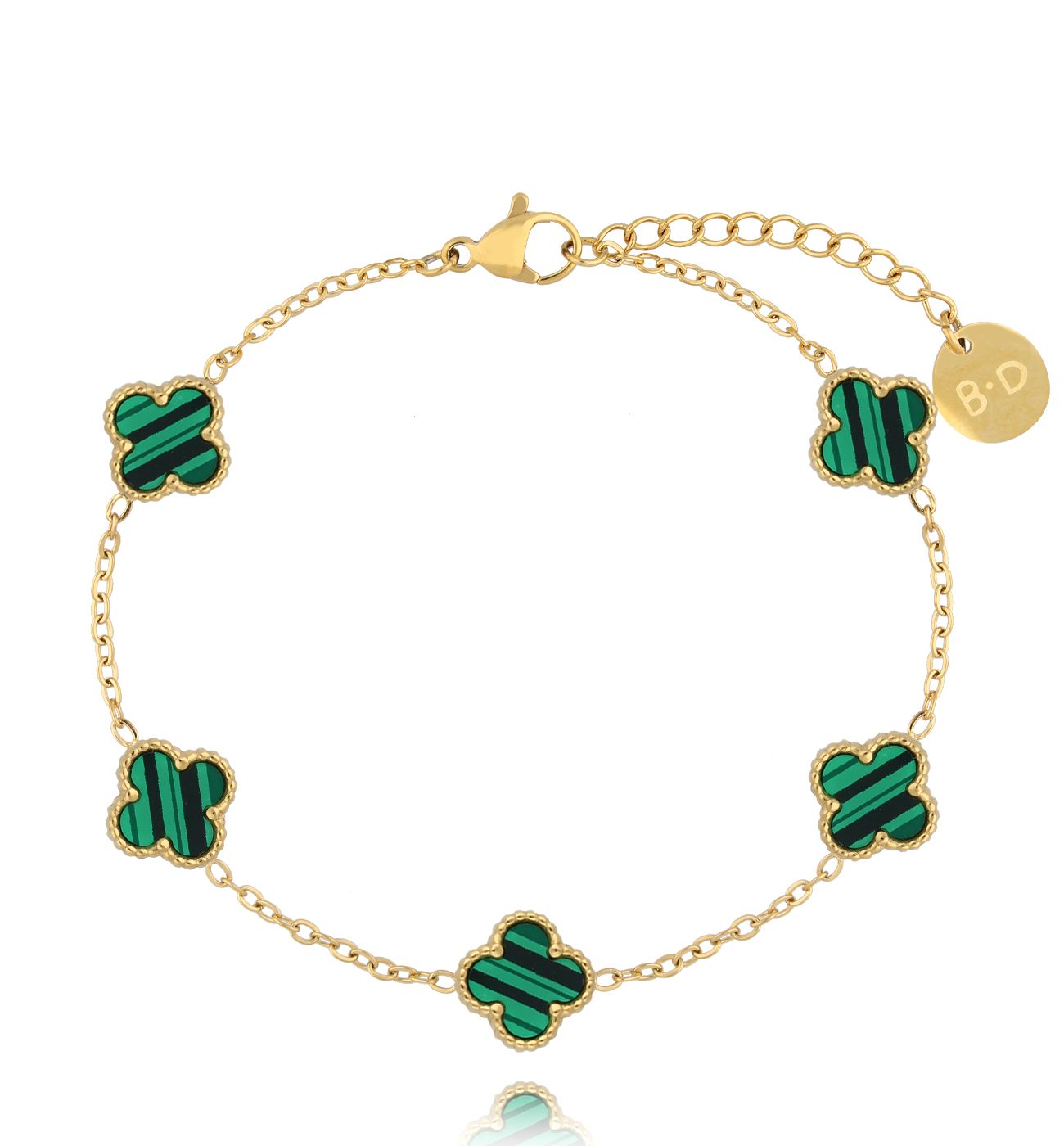 Bransoletka z zielonymi koniczynkami Clovers BSY0033