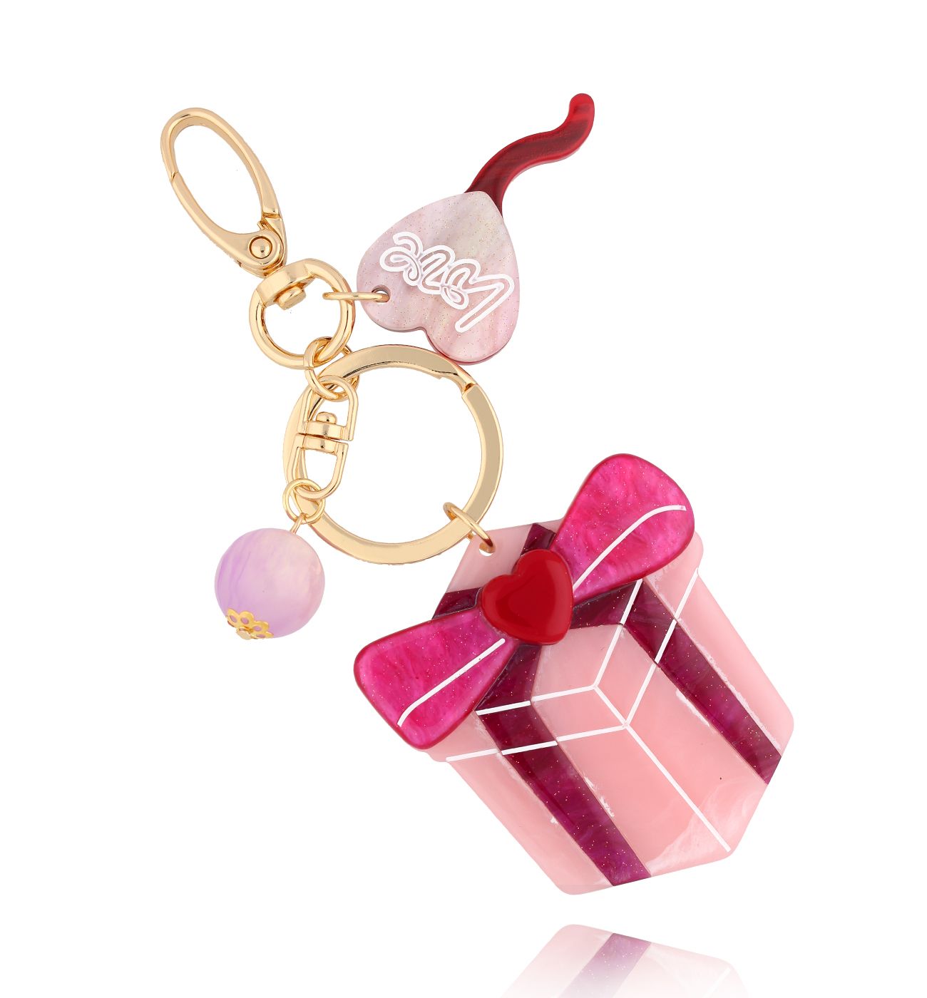 Brelok różowy z prezentem Gift of Love BREZA0069