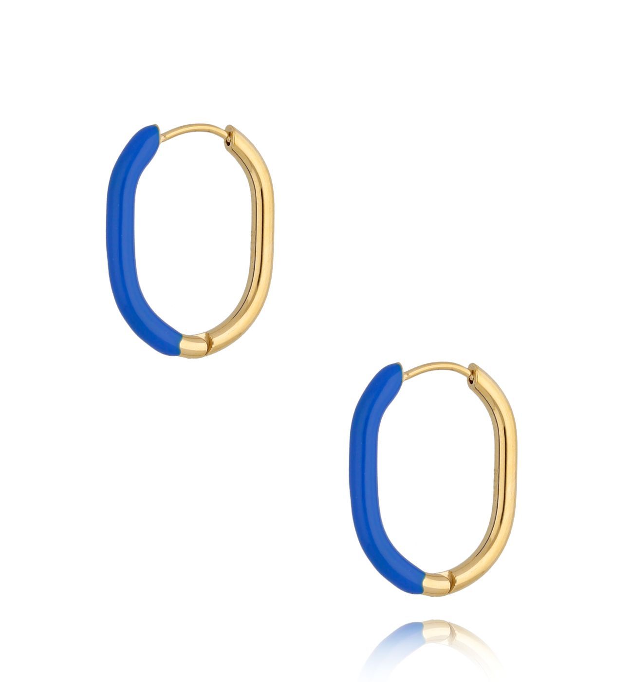 Kolczyki złote z niebieską emalią owalne Enamel KSA0771