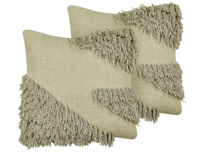 Zestaw 2 poduszek Jednolity Sourwood Bawełna 45 x 45 cm Jasnozielony 1 par.