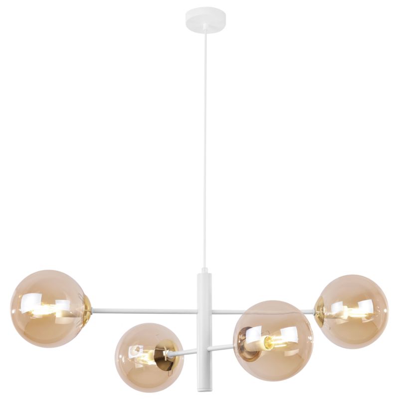Lampa sufitowa wisząca Light Home LH Siena 4x E14 40W biały/złoty klosz miodowy 1szt.