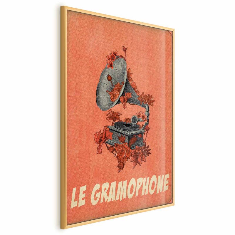 Plakat Artgeist Gramofon 29,7x42 cm z ramą złotą 1 szt