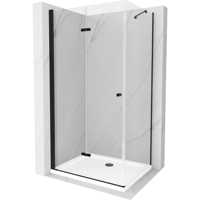 Kabina prysznicowa Mexen Lima składana 100 x 110 cm transparent czarna + brodzik Flat biały