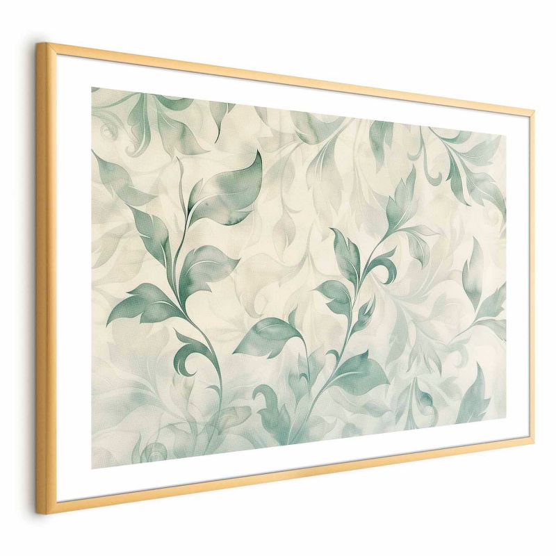 Plakat Artgeist Akwarelowe listki 30x21 cm z ramą złotą 1 szt