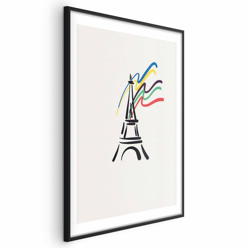 Plakat Artgeist Wieża Eiffla i kolory 21x30 cm z ramą czarną 1 szt