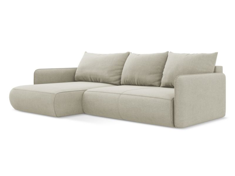 Narożnik lewostronny z funkcją spania Makamii Nanea z tkaniny strukturalnej 240x148 cm jasny beż 1 szt.
