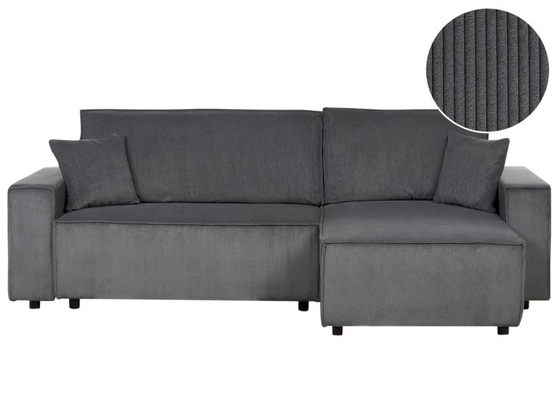 Sofa rozkładana Abacka Grafitowy Sztruks Lewostronny 1 szt.