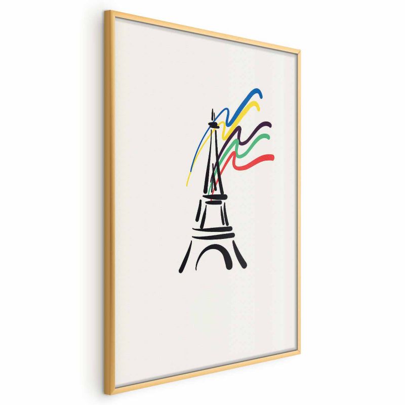 Plakat Artgeist Wieża Eiffla i kolory 21x30 cm z ramą złotą 1 szt