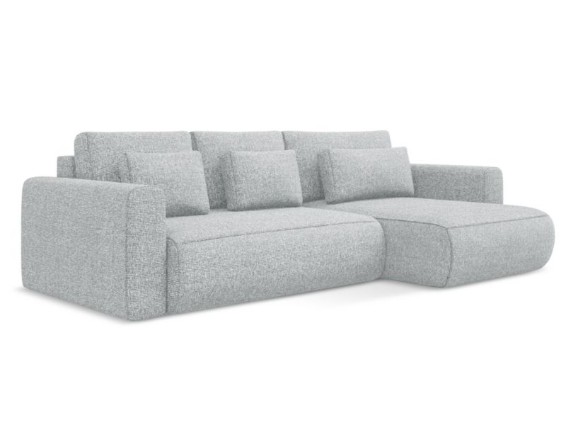 Narożnik prawostronny z funkcją spania Makamii Kapua z tkaniny strukturalnej 278x149 cm srebrny 1 szt.