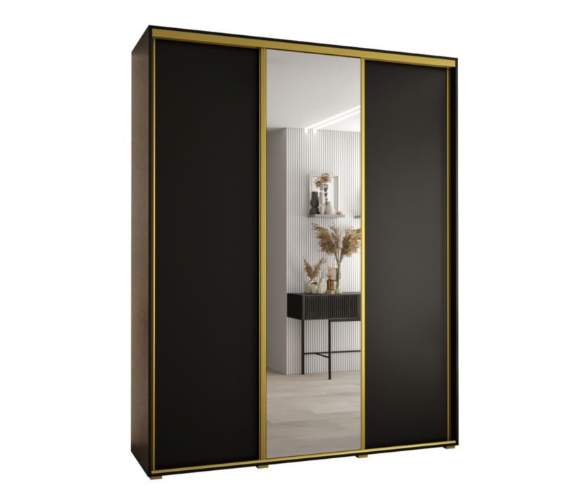 Szafa przesuwna Abiks DAVOS 3 wysoka szer.190cm gł.45cm czarny/czarny/złoty 1szt.