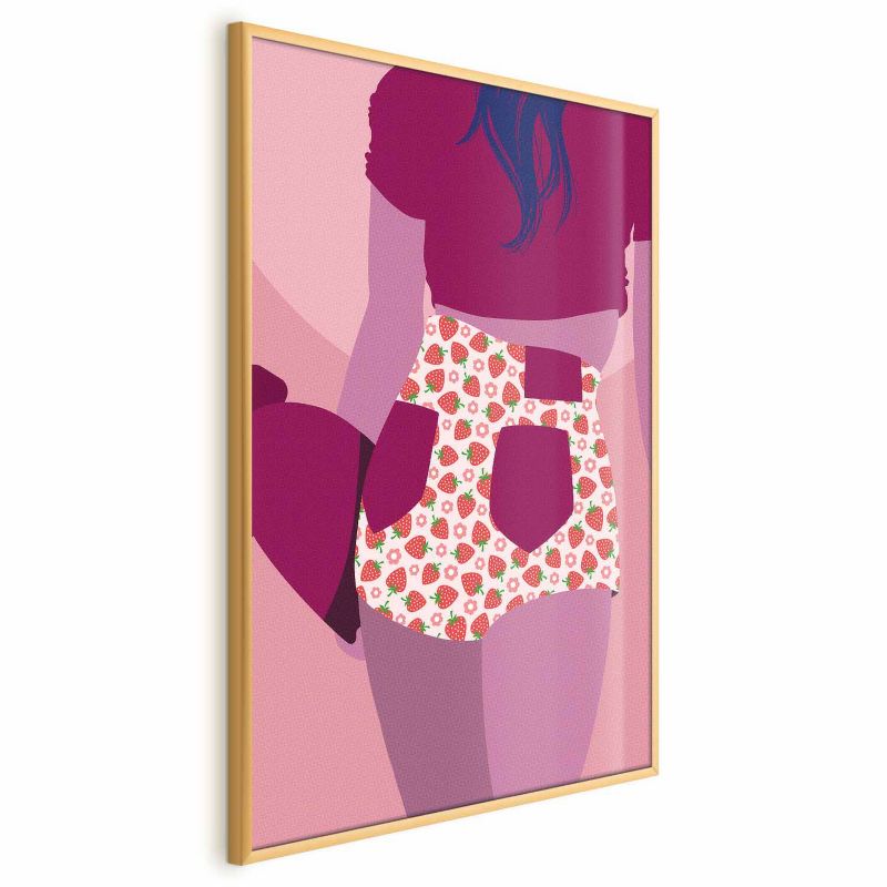 Plakat Artgeist Spodenki w truskawki 40x60 cm z ramą złotą 1 szt
