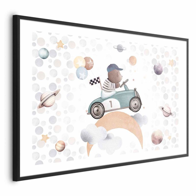 Plakat Artgeist Miś w wyścigówce 30x21 cm z ramą czarną 1 szt