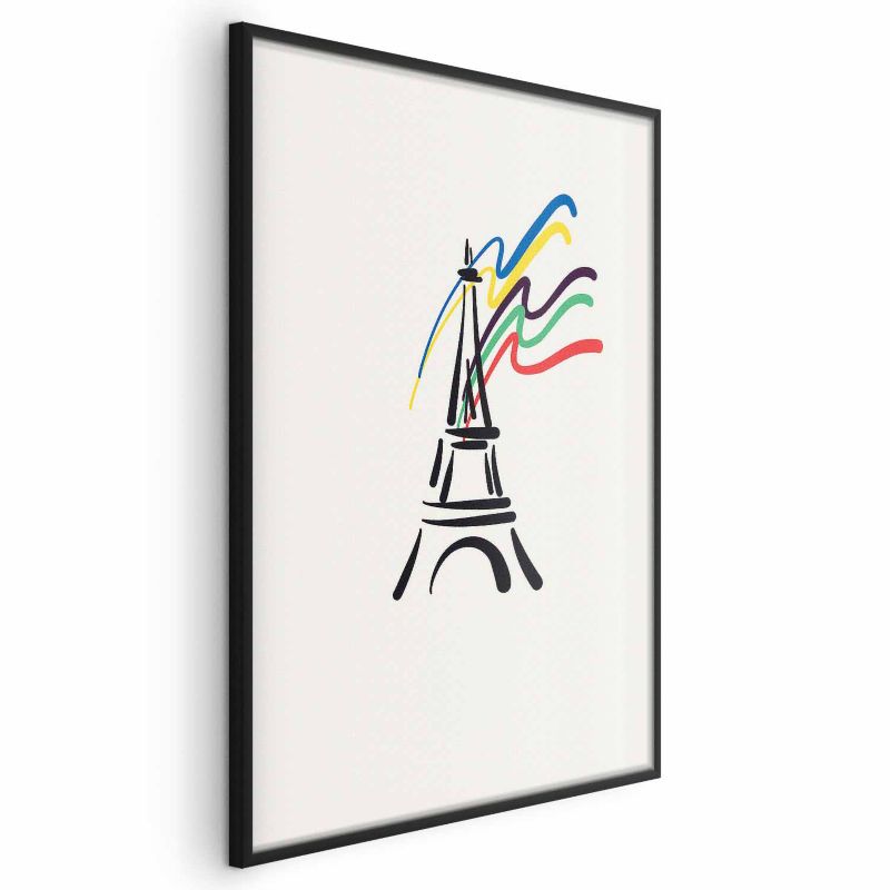 Plakat Artgeist Wieża Eiffla i kolory 21x30 cm z ramą czarną 1 szt
