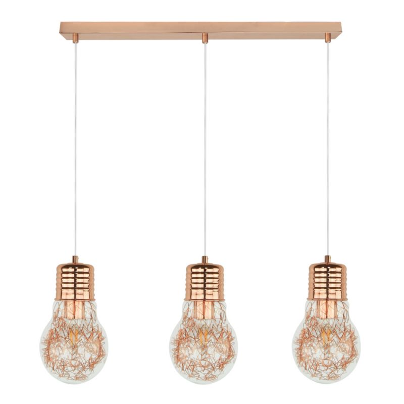 Lampa Wisząca SPOT Light 3xE27 Max.60W Połączenie Miedzi i Transparentnego Szkła, Polski Producent, 1 szt.