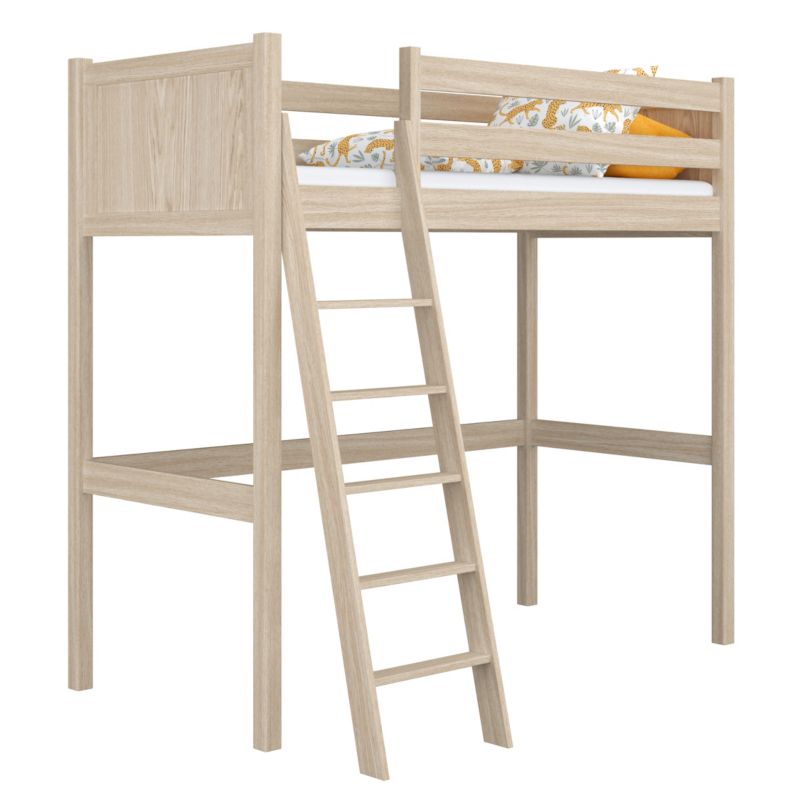 Dębowe łóżko na antresoli N-WOOD N04 80x190 dąb bielony 1 szt.
