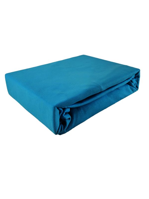 Prześcieradło z gumką jersey bawełna premium niebieski 140x220 1 szt.