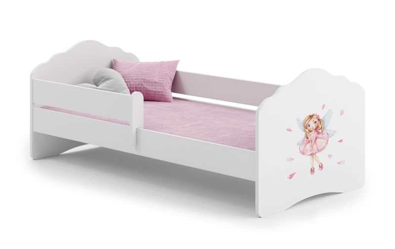 Łożko dziecięce Kobi FALA z barierką 160x80 Dziewczynka ze skrzydełkami 1 szt.