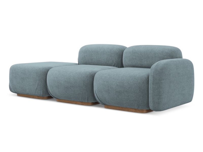 3-osobowa kanapa modułowa prawa Makamii Ailani z tkaniną boucle 258x95 cm jeans 1 szt.