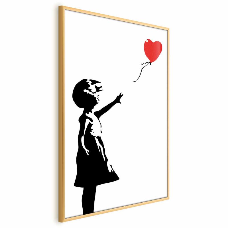Plakat Artgeist Dziewczynka z balonem 21x30 cm z ramą złotą 1 szt