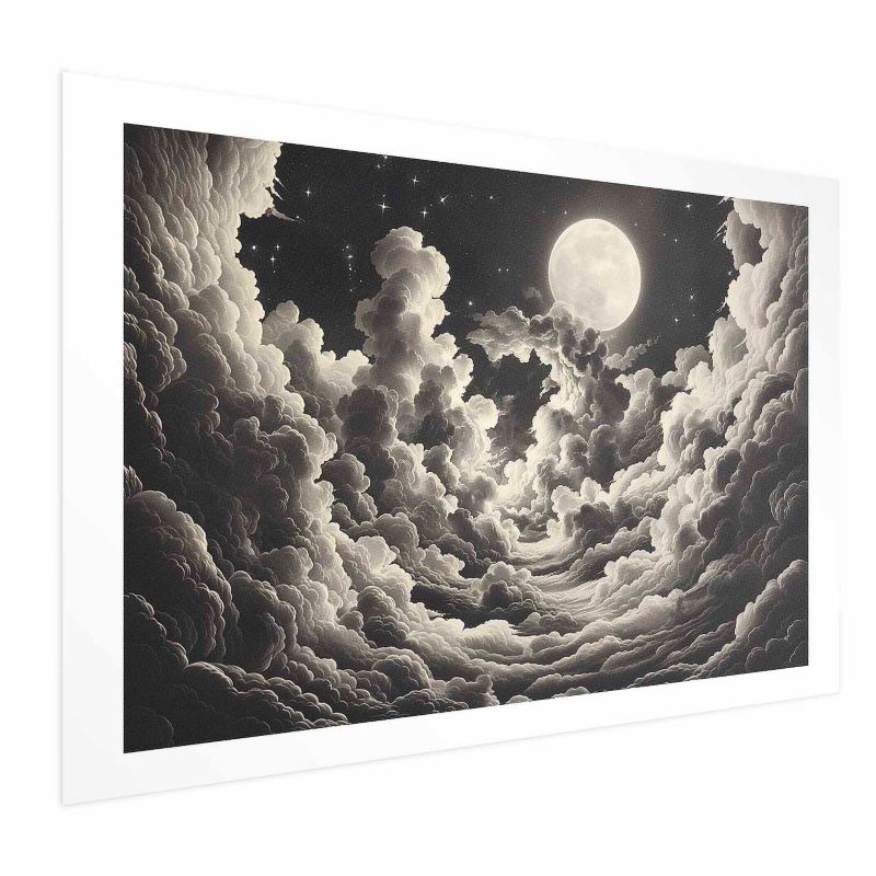 Plakat Artgeist Księżyc wśród chmur 90x60 cm bez ramy 1 szt