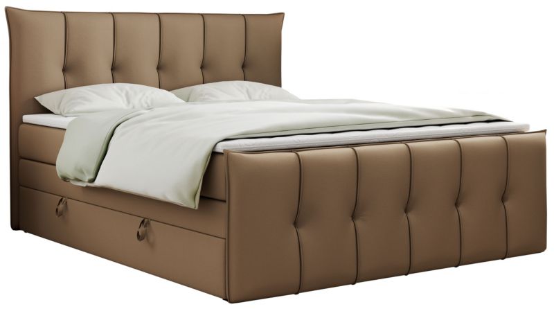Łóżko kontynentalne MKS Meble PREMIUM 11 KING 200x200 H3 Brązowy ecoskóra 1szt.