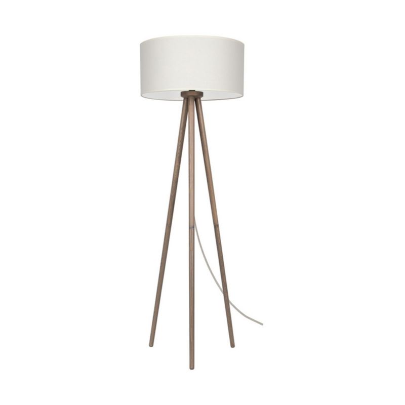 Drewniana Lampa Podłogowa SPOT Light 1xE27 Max.60W Sosna Szara FSC z Beżową Tkaniną, Polski Producent, 1 szt.