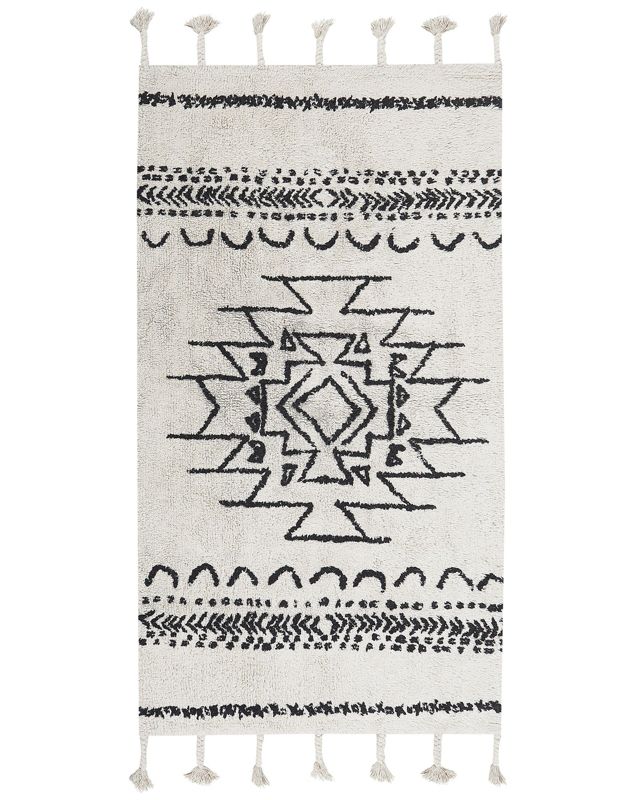 Dywan bawełniany 80 x 150 cm biało-czarny Khouribga 1 szt.