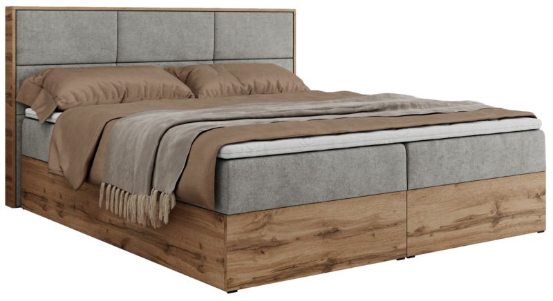 Łóżko kontynentalne MKS Meble ALBERO 2 140x200 H3 Jasnoszary struktura 1szt.