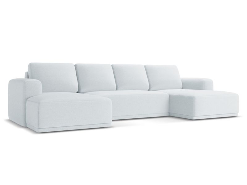 Sofa panoramiczna z funkcją spania Makamii Kaila z tkaniny szenilowej 333x160 cm jasny niebieski 1 szt.