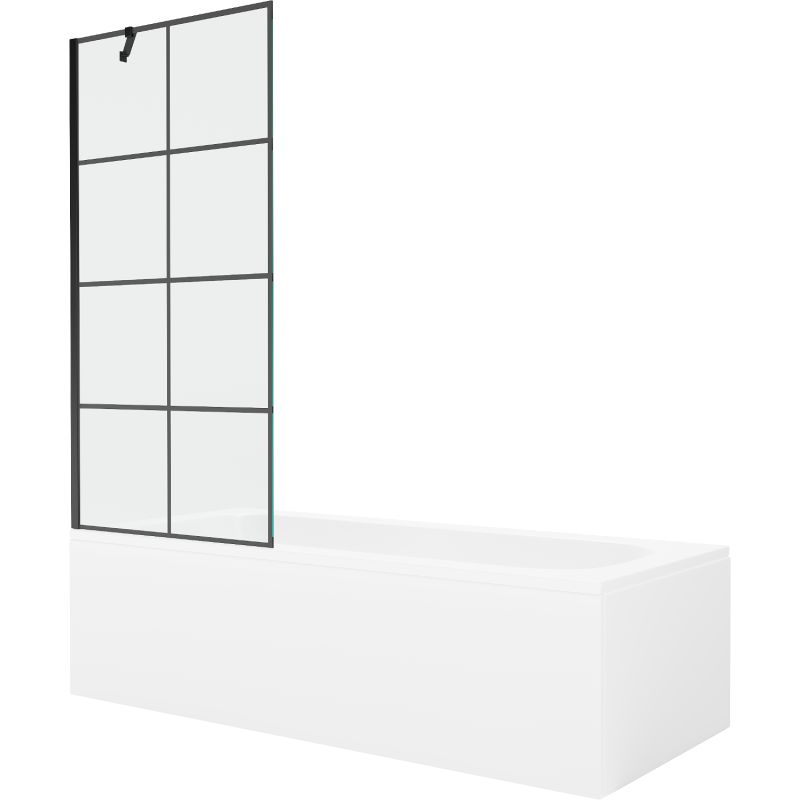 Wanna prostokątna Mexen Vega 180 x 80 cm z obudową i parawanem 1-skrzydłowym 80 cm czarny wzór 550118080X9508007077 1 szt.