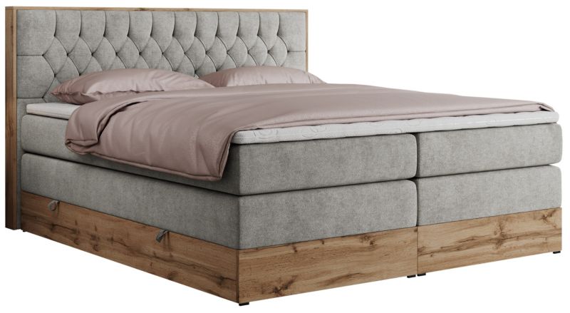 Łóżko kontynentalne MKS Meble AMORE KING 200x200 H4 jasnoszary struktura 1szt.