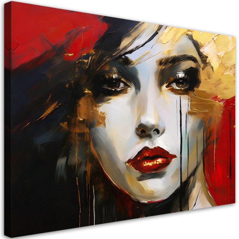 Obraz do salonu sypialni Feeby Portret Kobiety Twarz Czerwony 90x60 cm 1szt