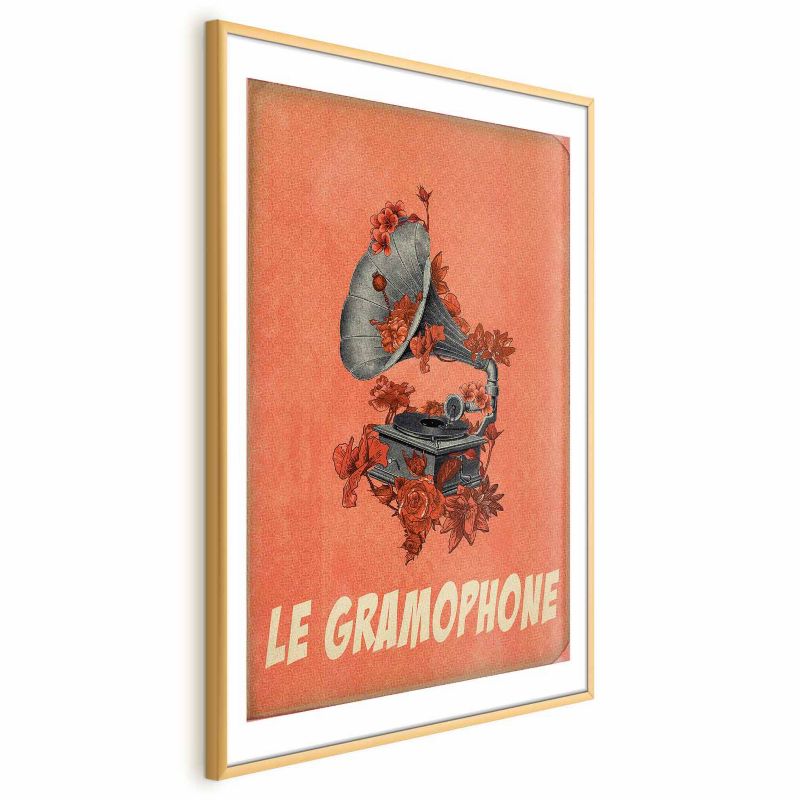 Plakat Artgeist Gramofon 29,7x42 cm z ramą złotą 1 szt
