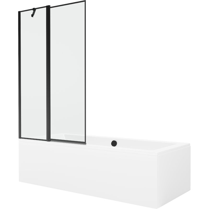 Wanna prostokątna Mexen Cube 180 x 80 cm z obudową i parawanem 1-skrzydłowym 100 cm czarny wzór 550518080X9410117070 1 szt.