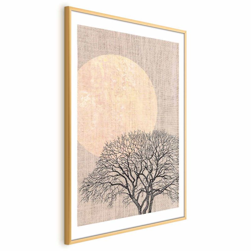 Plakat Artgeist Poranna pełnia księżyca 29,7x42 cm z ramą złotą 1 szt
