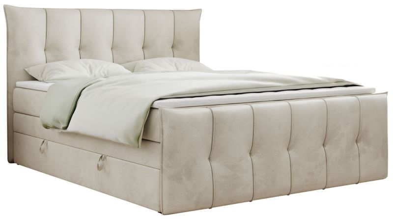 Łóżko kontynentalne MKS Meble PREMIUM 11 KING 180x200 H4 Beżowy welvet 1szt.