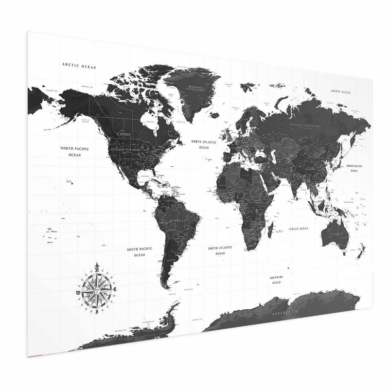 Plakat Artgeist Monochromatyczna mapa 90x60 cm bez ramy 1 szt