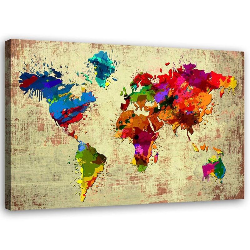 Obraz do salonu pokoju biura Feeby Mapa Świata Kolorowy 60x40cm 1szt