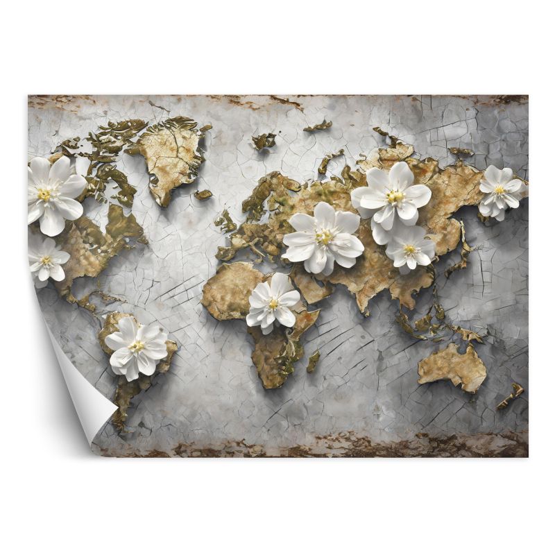 Fototapeta Feeby Mapa świata Kwiaty Tekstura 200x140 1 szt