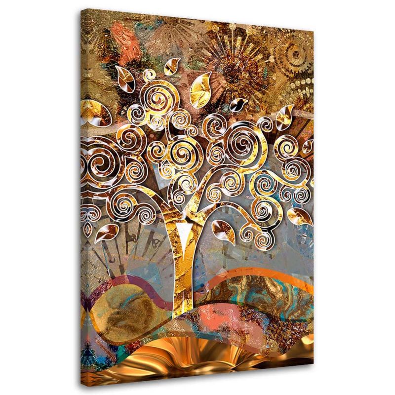 Obraz do salonu nowoczesny Feeby Drzewo miłości - G. Klimt reprodukcja Złoty 80x120cm 1szt