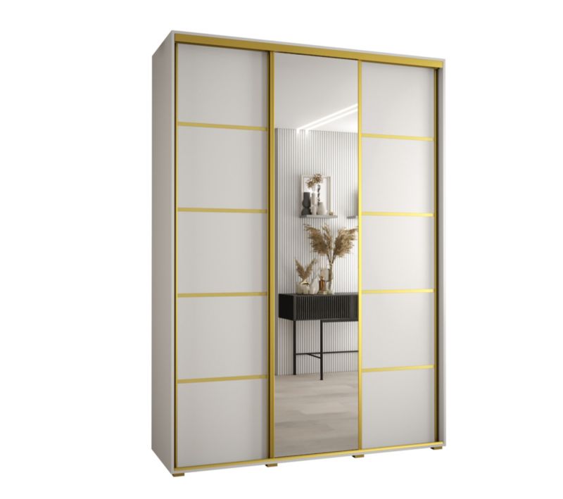 Szafa przesuwna Abiks DAVOS 5 wysoka szer.170cm gł.60cm biały/biały/złoty 1szt.