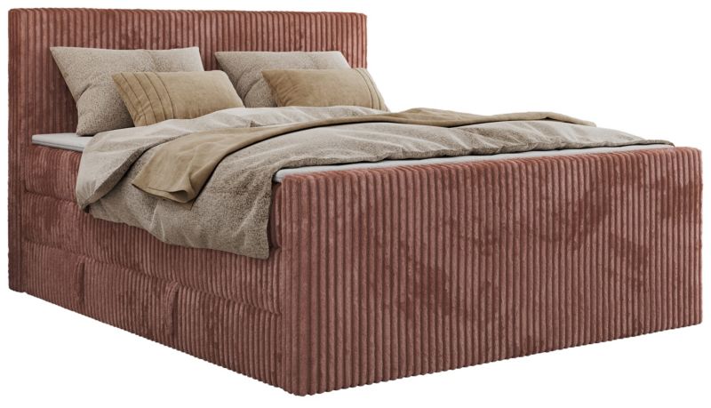 Łóżko kontynentalne MKS Meble TILIANO KING DUO 140x200 H4 różowy sztruks 1szt.