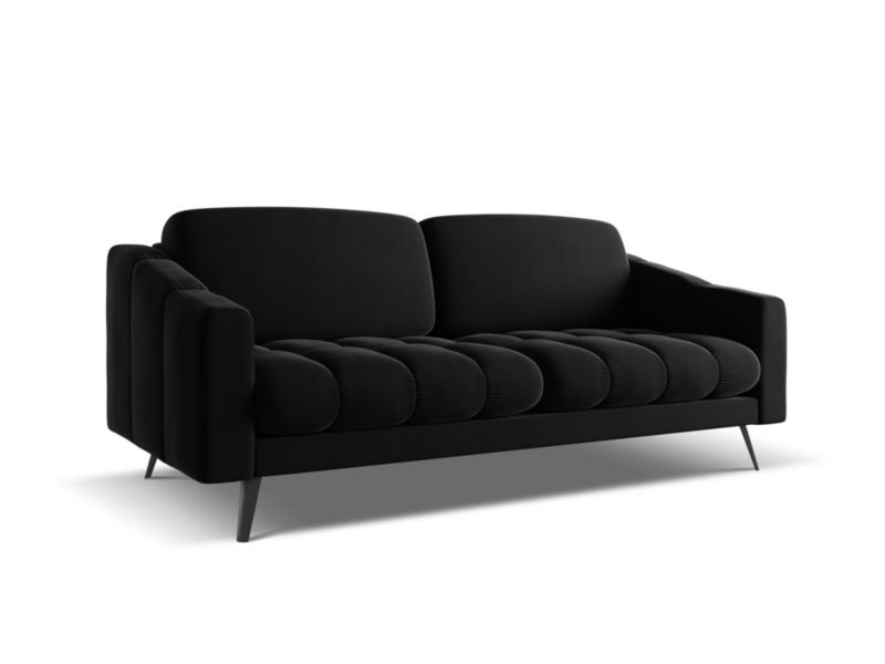 Kanapa 3-osobowa Makamii Nalu z weluru 202x95 cm czarny 1 szt.