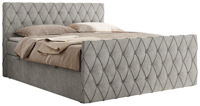 Łóżko kontynentalne MKS Meble MIREN DUO 160x200 H3 Jasnoszary struktura 1szt.