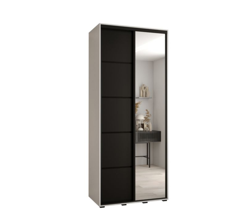Szafa przesuwna Abiks DAVOS 5 wysoka szer.120cm gł.60cm biały/czarny/czarny 1szt.