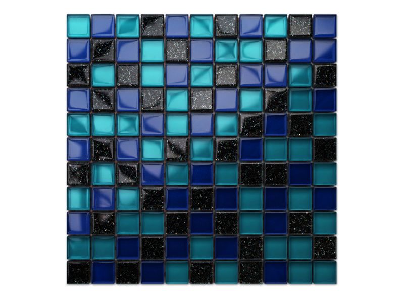 Mozaika szklana Ilcom aurora - turkus, kobalt, nero brokat 30x30cm 1 szt.
