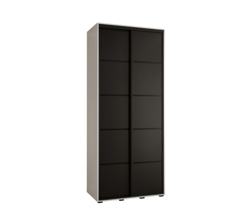 Szafa przesuwna Abiks DAVOS 4 wysoka szer.110cm gł.60cm biały/czarny/czarny 1szt.