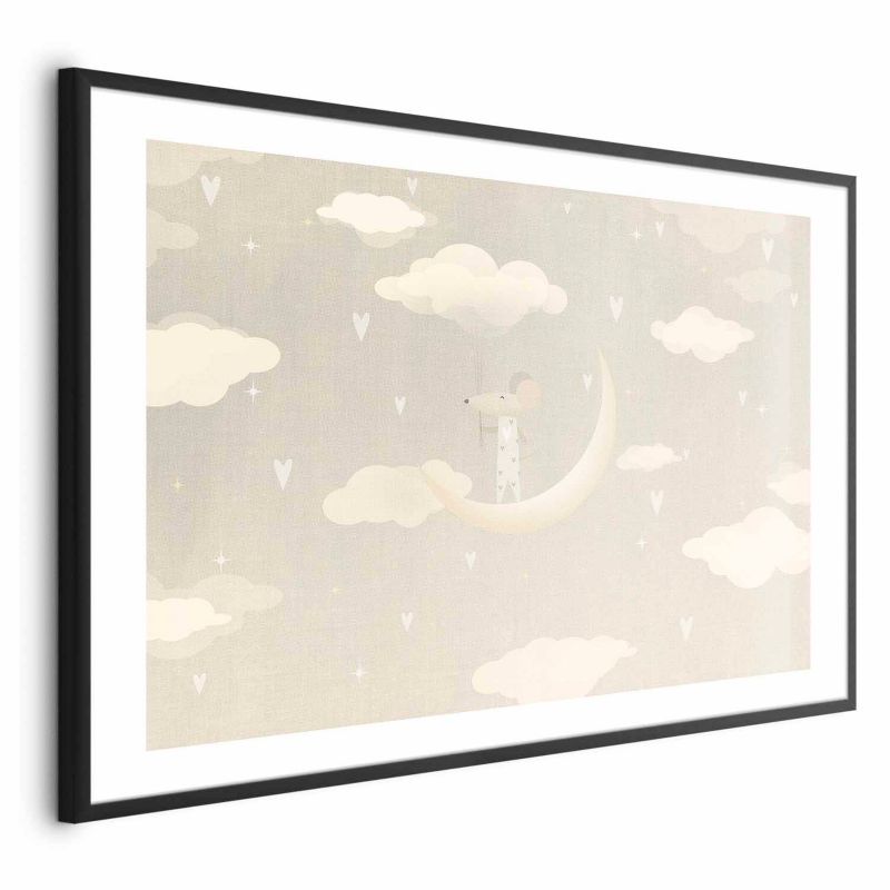 Plakat Artgeist Myszka na księżycu 30x21 cm z ramą czarną 1 szt