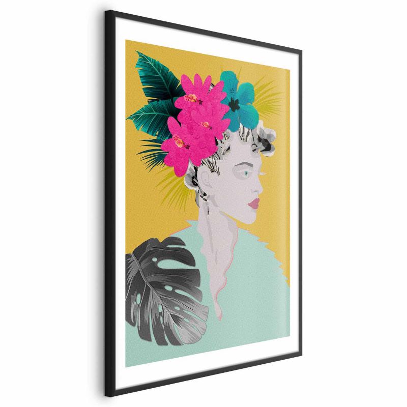Plakat Artgeist Kwiaty we włosach 60x90 cm z ramą czarną 1 szt