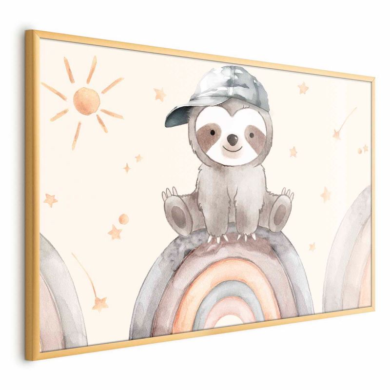 Plakat Artgeist Pośród gwiazdek i tęcz 90x60 cm z ramą złotą 1 szt